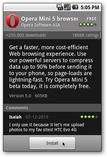 Кнопка установки приложения