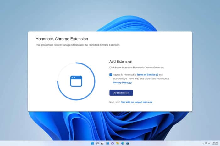 Иконка расширения Honorlock в углу браузера
