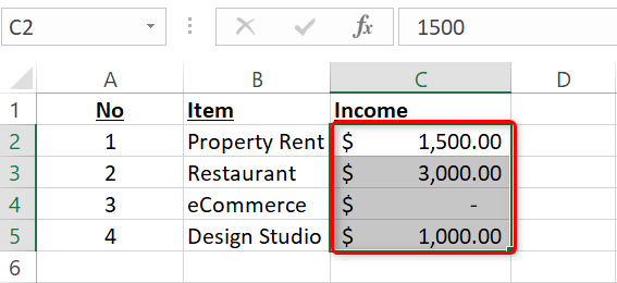 Итоговое отображение бухгалтерского формата в ячейках.