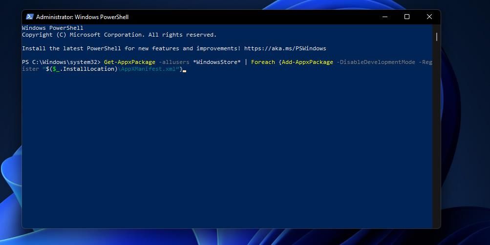 Команда для переустановки пакета в PowerShell