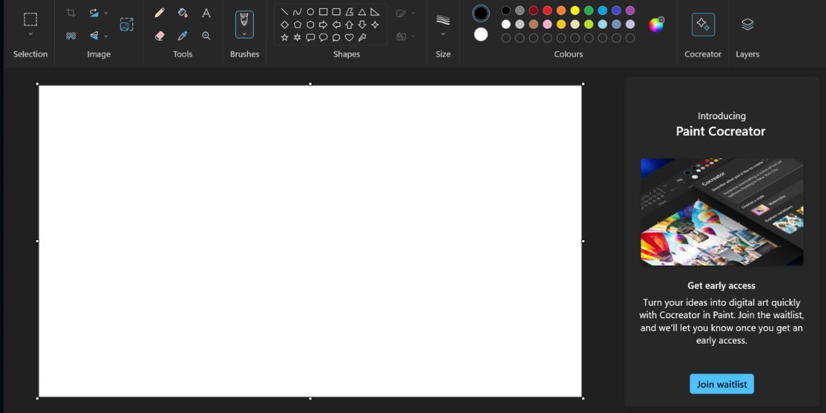 Присоединение к списку ожидания Paint Cocreator