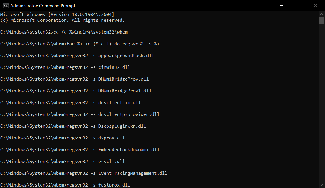 Регистрация компонентов WMI