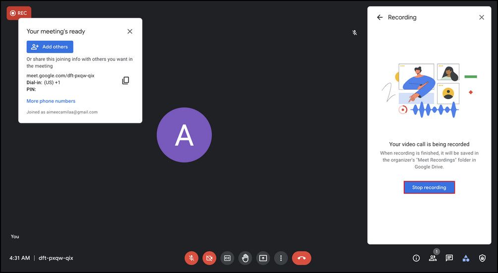 Stop recording button