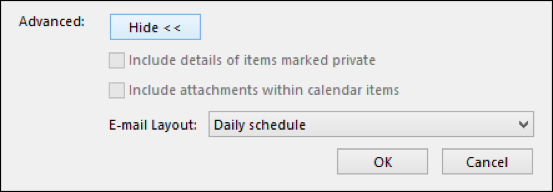 Опции передачи календаря: диапазон дат, уровень подробностей и дополнительные параметры