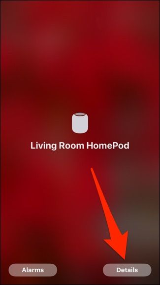 Кнопка «Сведения» на странице HomePod