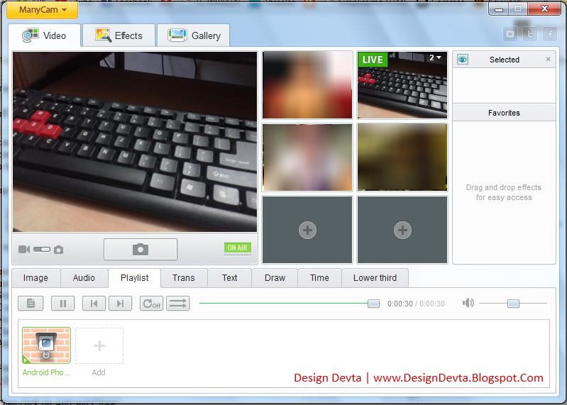 ManyCamでスマホ映像が表示された例