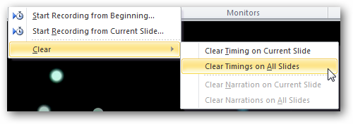 Кнопка очистки таймингов в PowerPoint