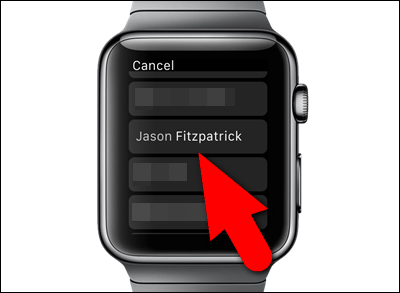 Список контактов на Apple Watch для выбора