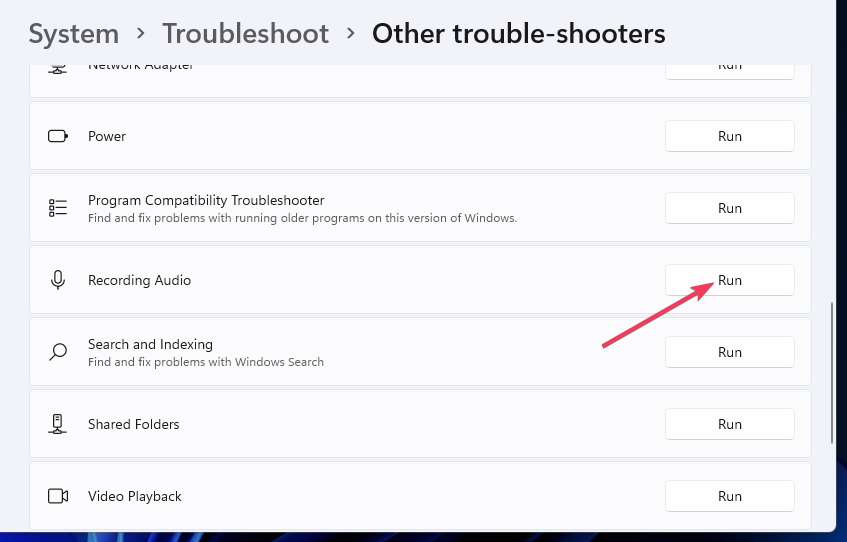 Кнопка «Запустить» для средства «Запись звука»