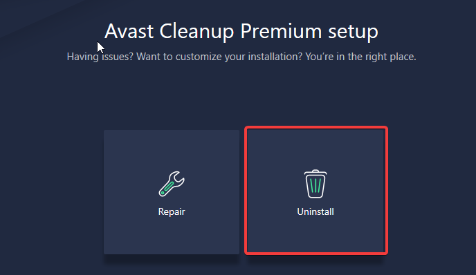 Окно мастера удаления Avast Cleanup