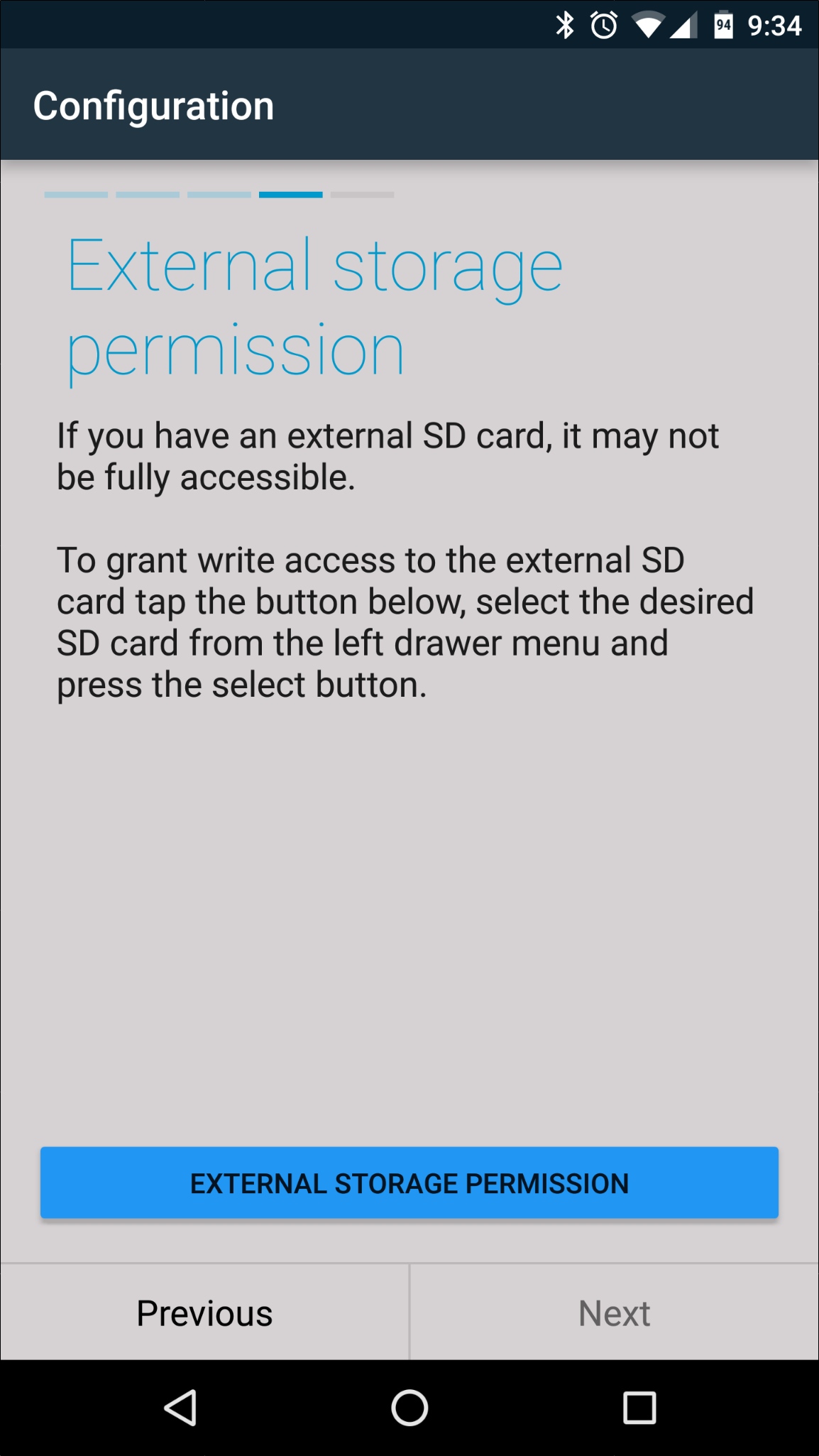 Разрешение доступа к внешнему хранилищу