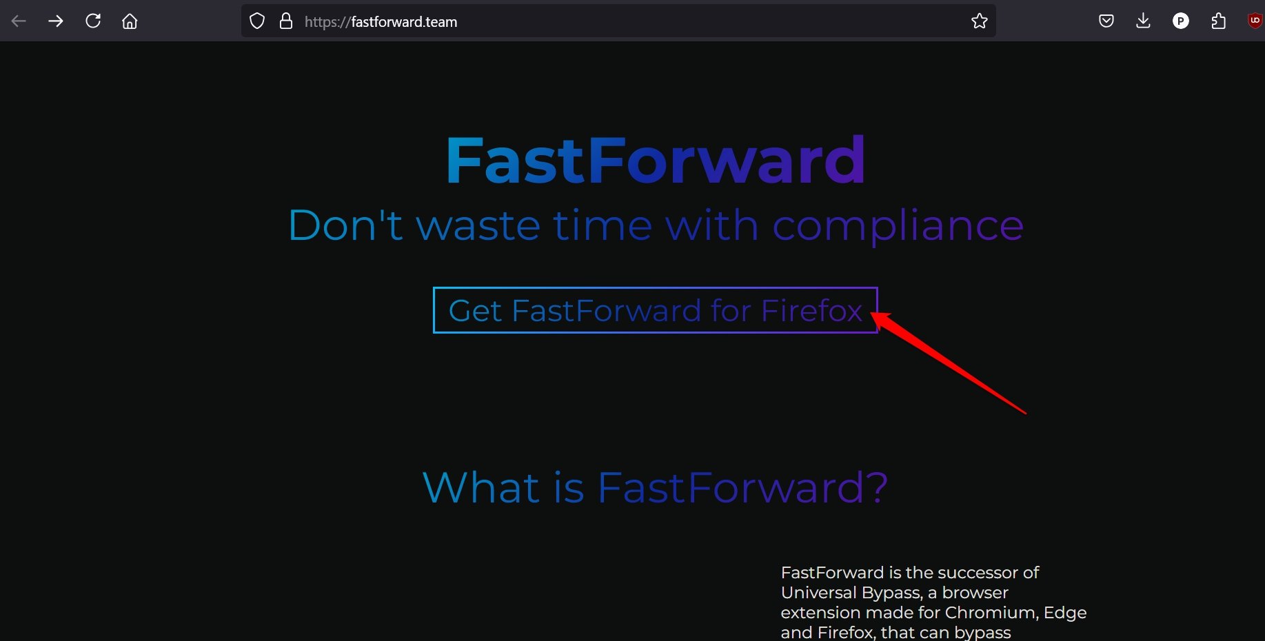 Изображение интерфейса FastForward с примером обхода