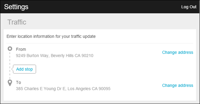 Скриншот добавления пункта назначения и остановок в трафике