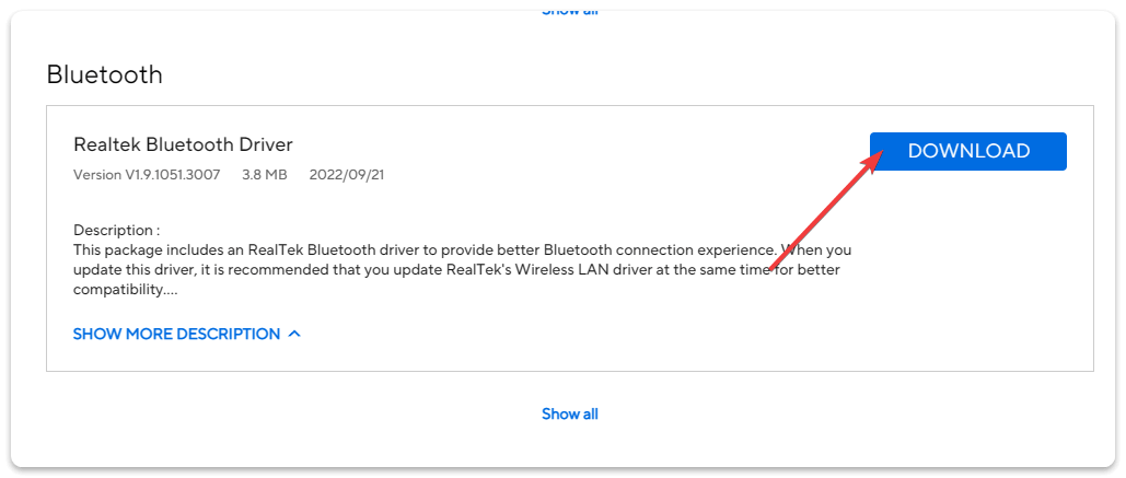 Скачивание драйвера Bluetooth с сайта производителя