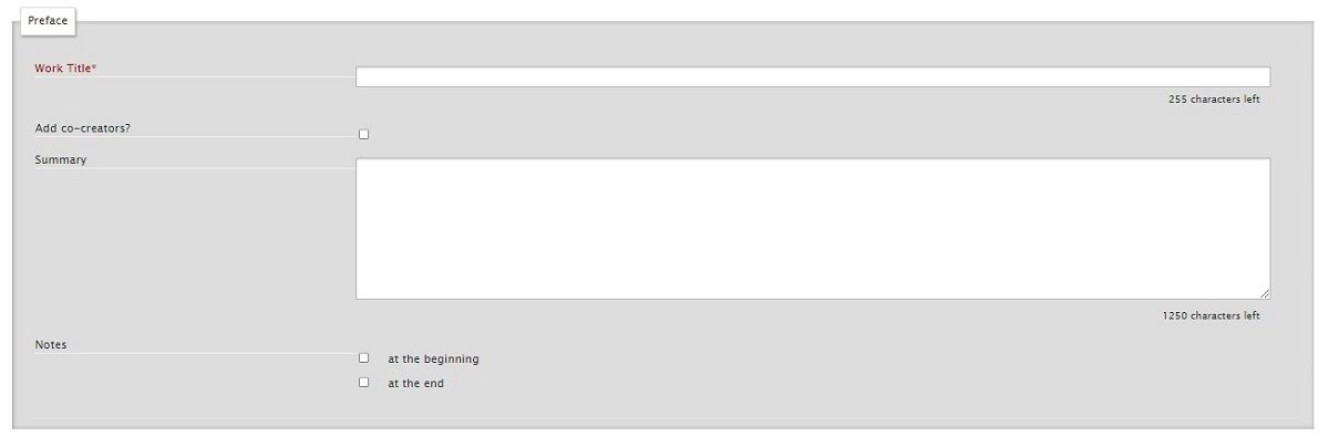 Поля преамбулы публикации AO3
