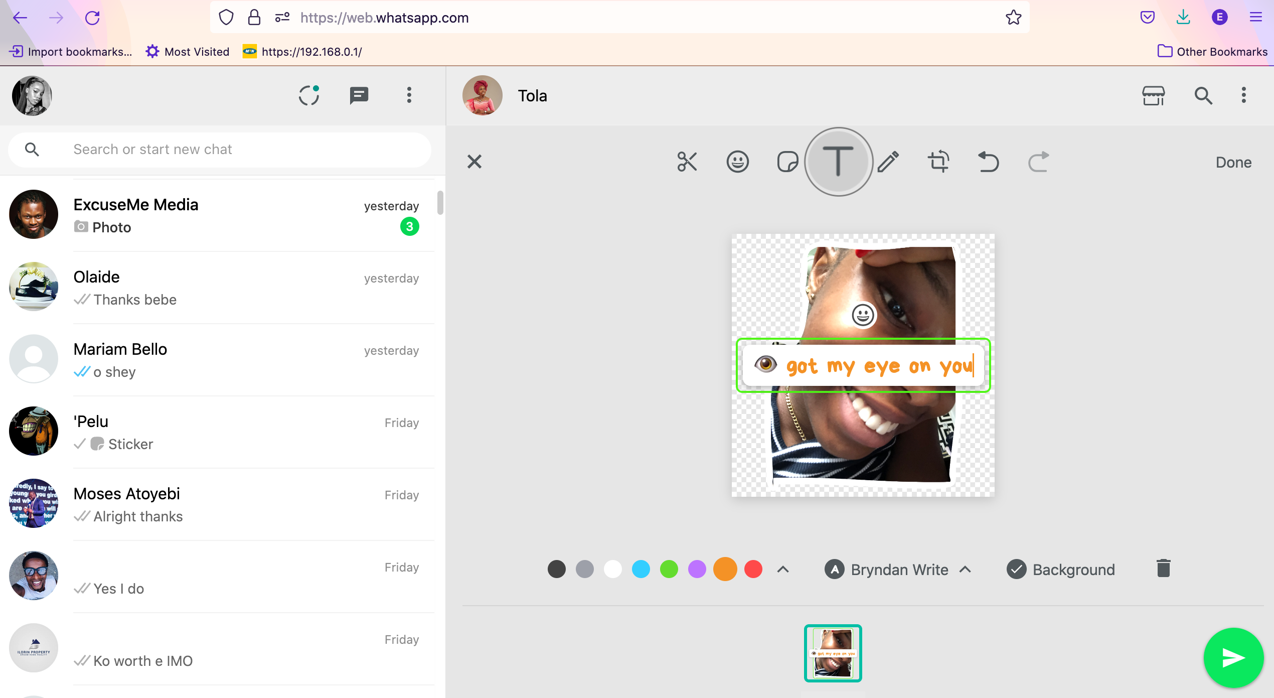 инструмент добавления текста в Sticker Maker