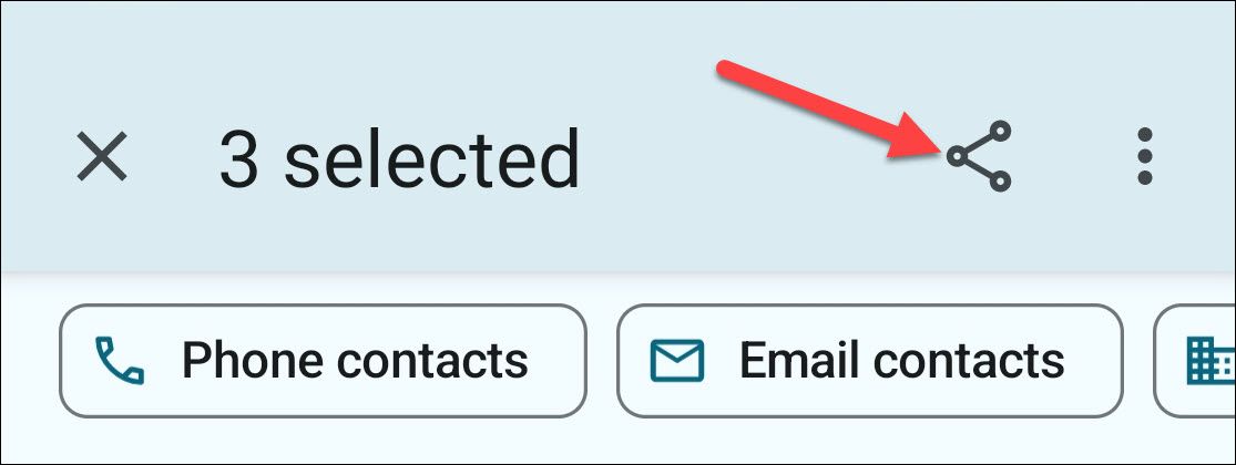 Нажмите иконку поделиться, чтобы создать .vcf файл