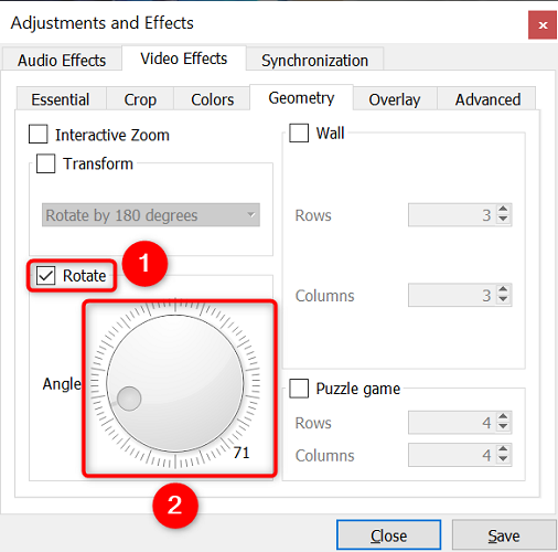 Включение опции 