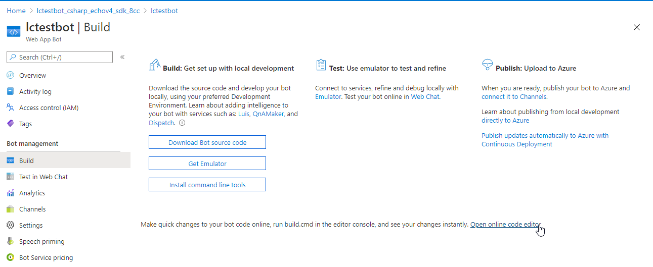 App Service Editor — редактирование файлов бота