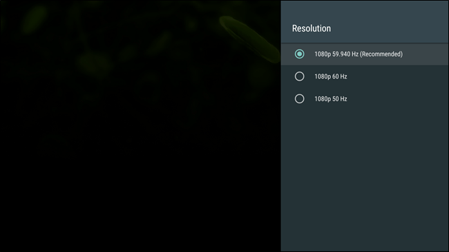Скриншот настроек NVIDIA SHIELD: разрешение