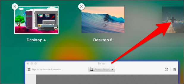 Создание нового рабочего стола через плюс в правом углу