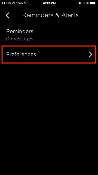 Экран настроек Preferences в приложении Ecobee