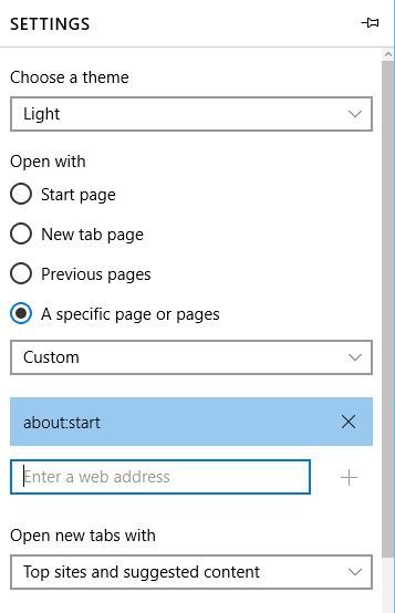 Настройка пользовательской стартовой страницы в Edge