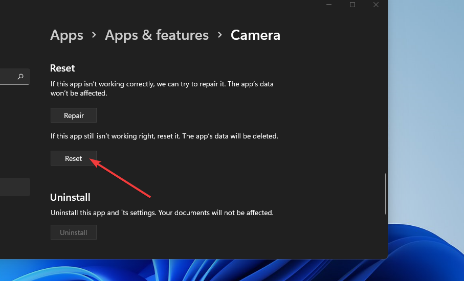 Кнопка Сбросить для приложения