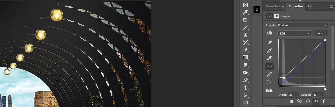 Шаг 19: поднимаем тени, смягчаем контраст