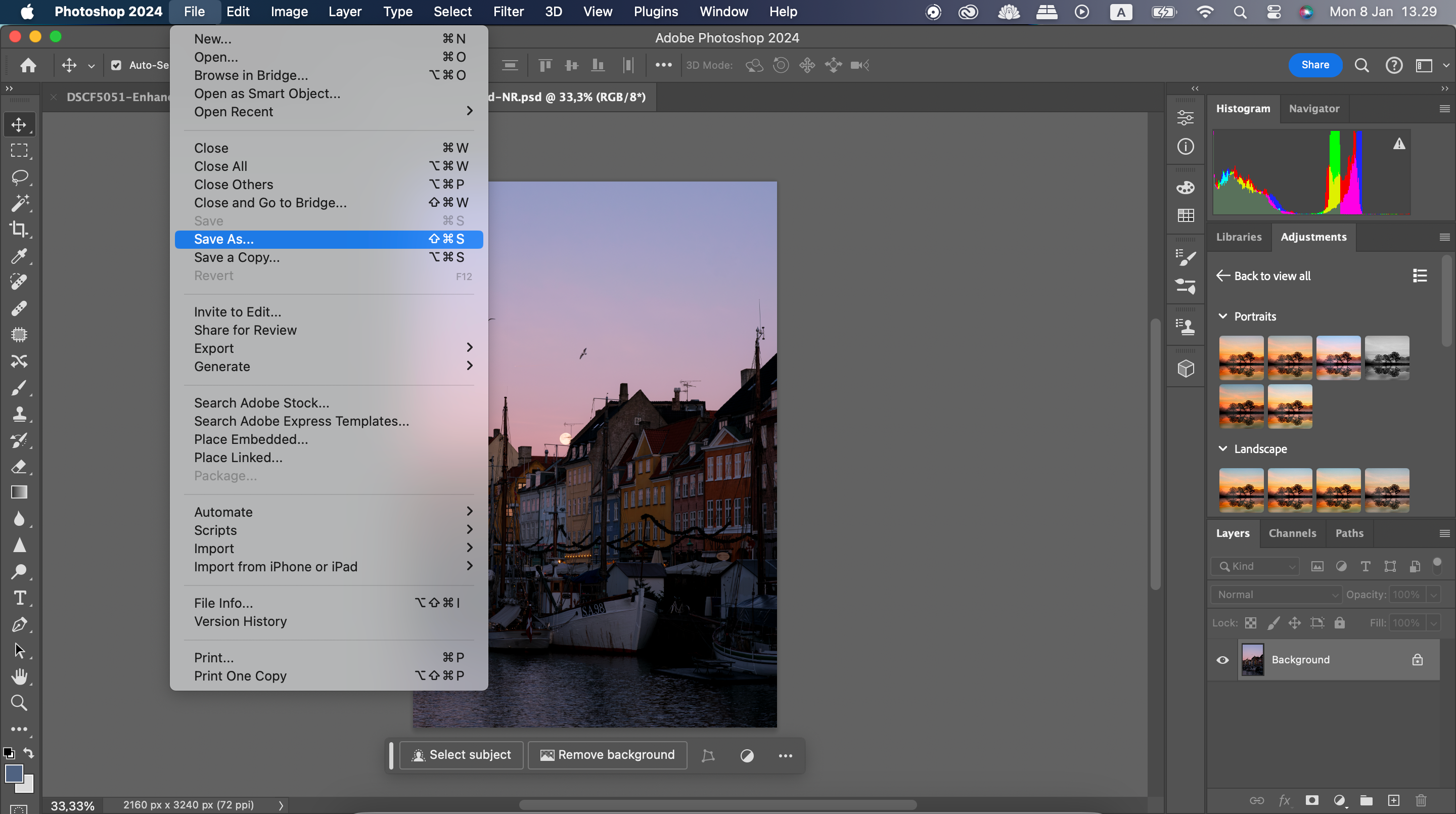 Опция Save As в Photoshop