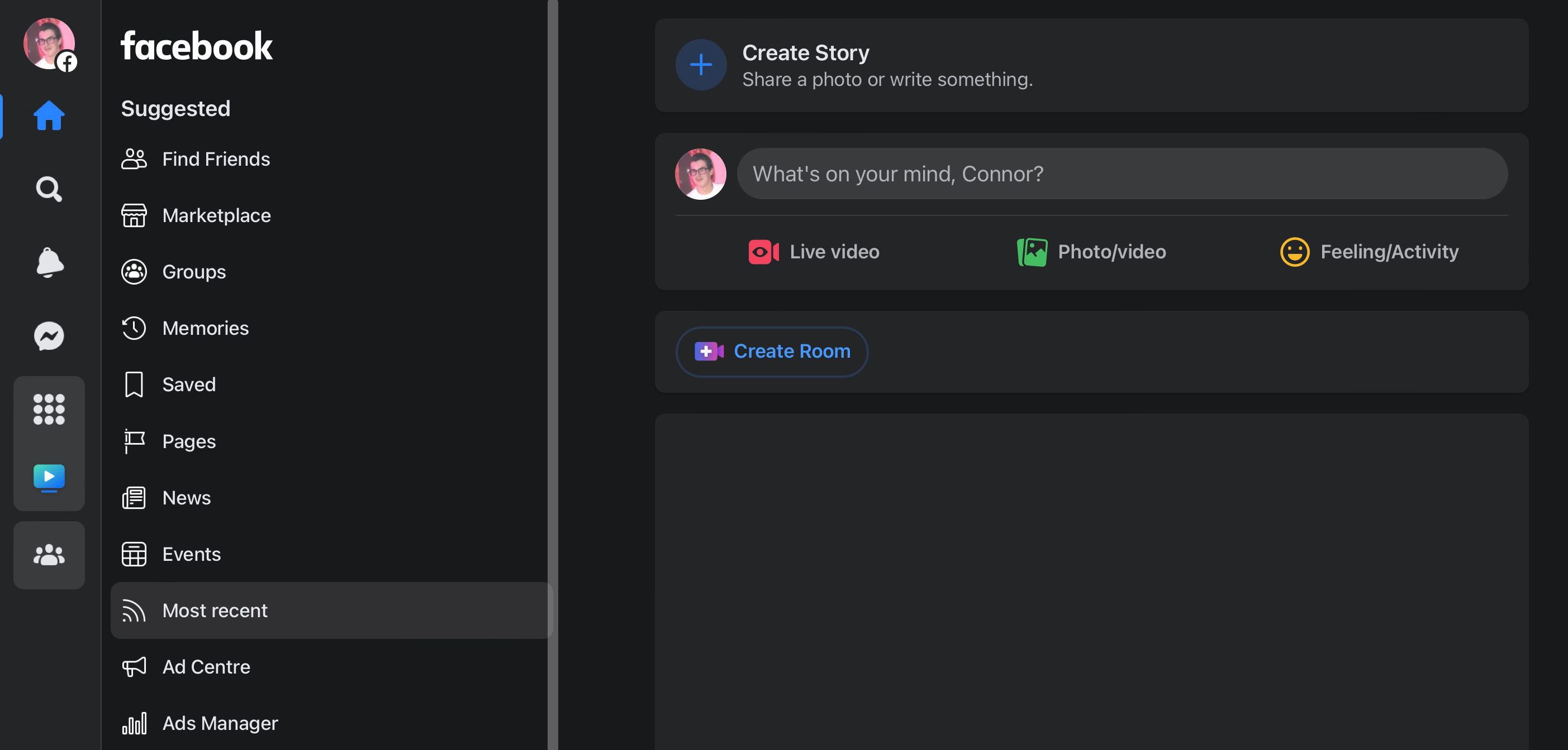 Скриншот настройки «Самые последние» в Facebook