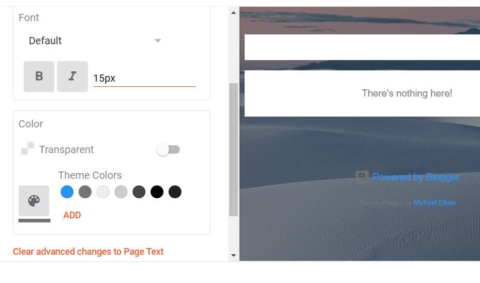 Опции темы в Blogger