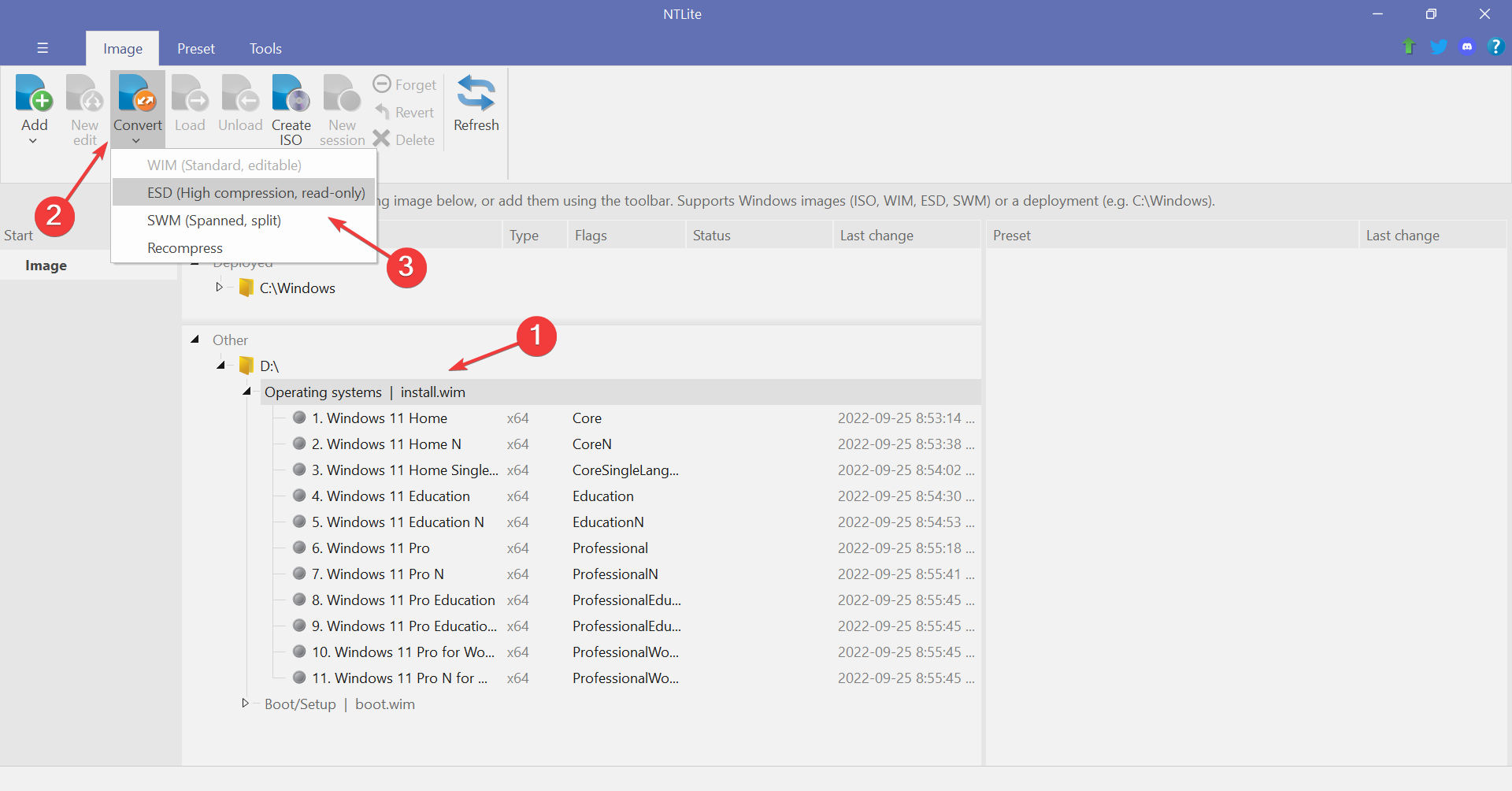 Конвертация в NTLite