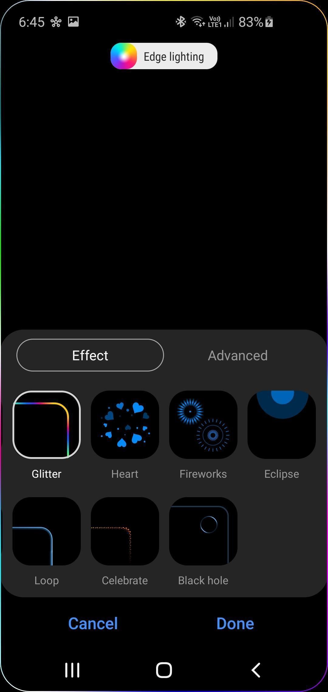 Edge Lighting — варианты эффектов в Good Lock