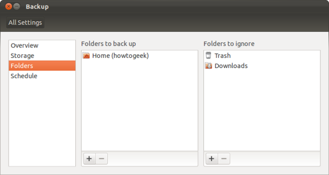 Настройка папок для резервного копирования и исключений