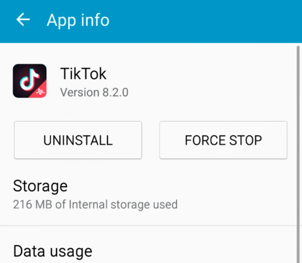 Кнопка «Удалить» в информации о приложении Messenger