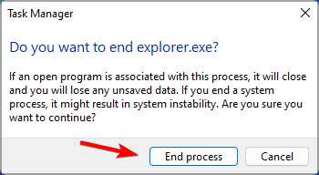 Подтверждение завершения процесса