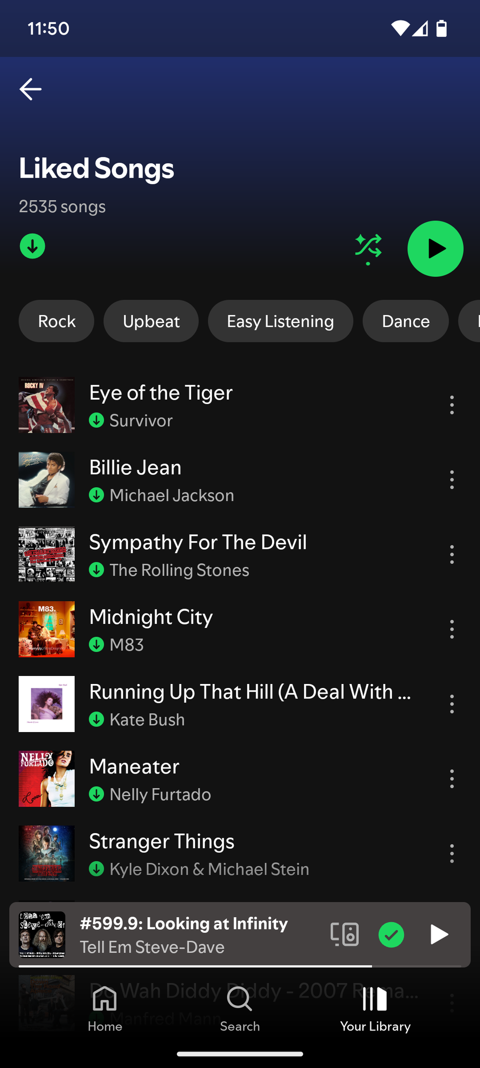 мои лайкнутые песни загружены в Spotify