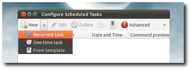 Окно добавления новой задачи в планировщик
