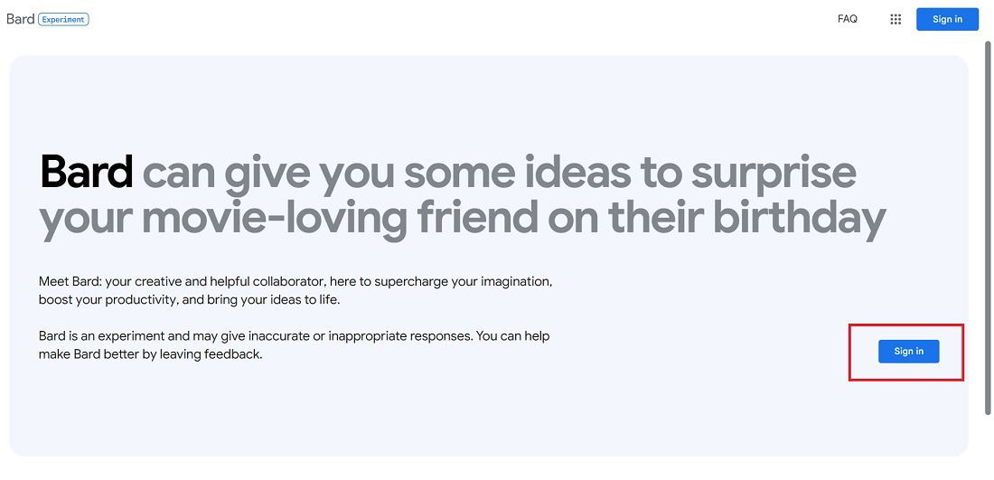 Signing into Bard AI using your Google credentials on a Windows computer.