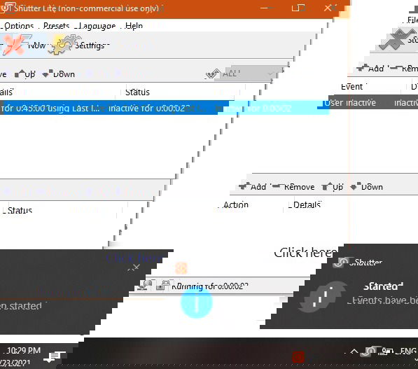 Shutter — событие запущено в системном трее