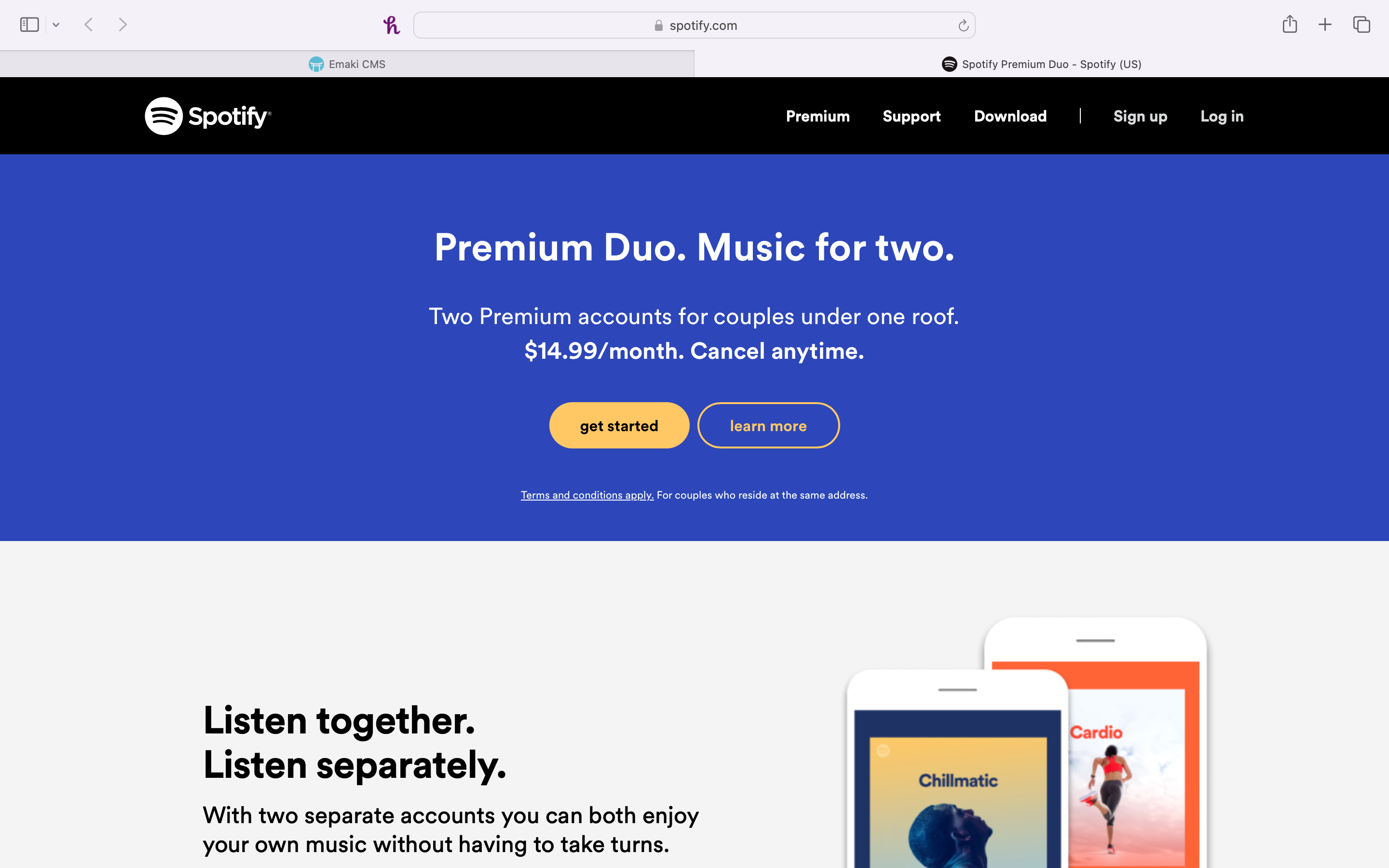 Spotify Duo home page