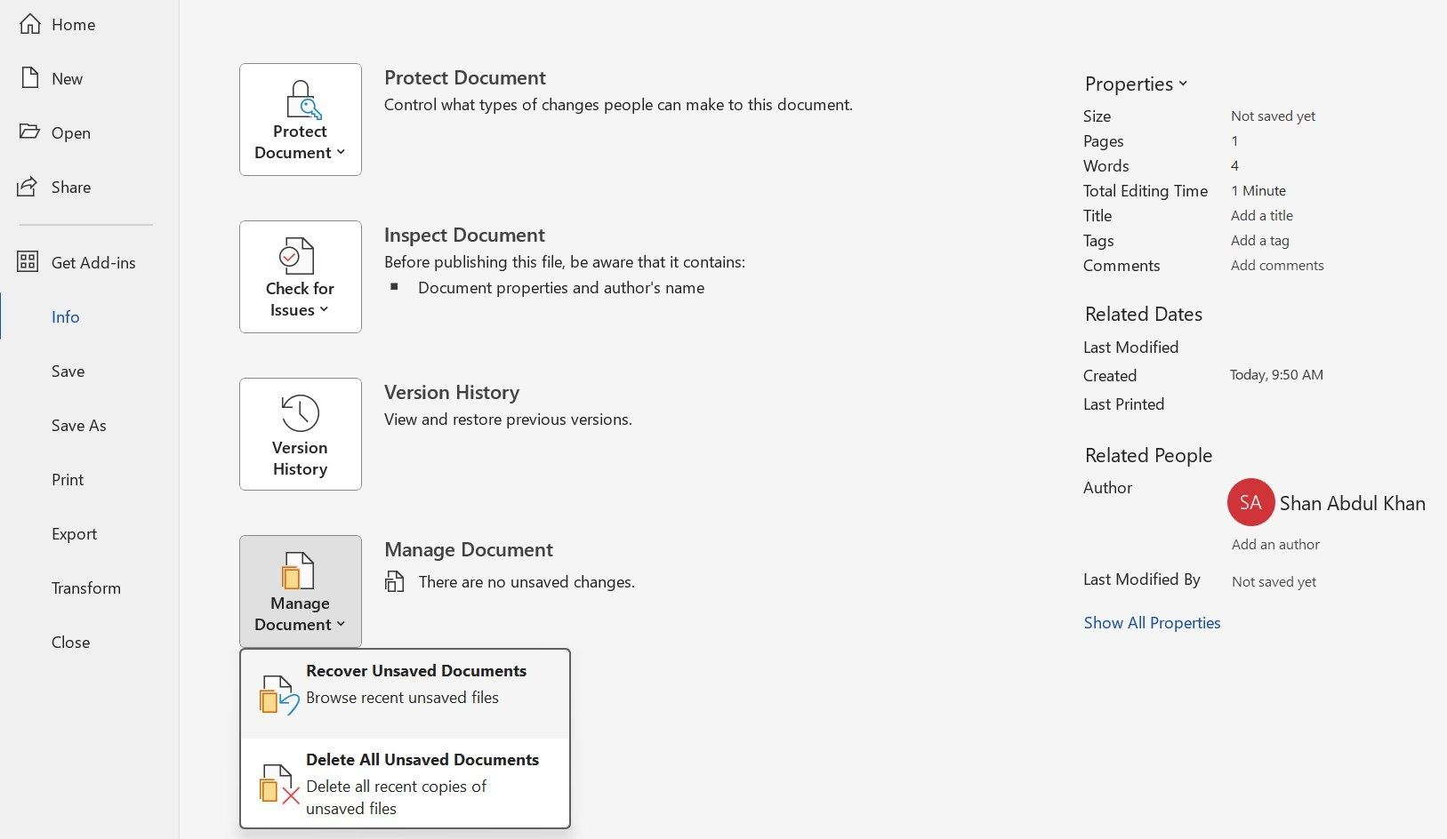 Открытие папки с несохранёнными документами Word в Проводнике Windows