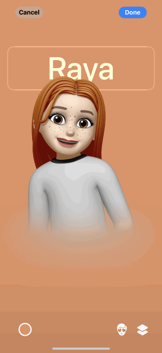 Постер контакта с Memoji и адаптированным фоном на iPhone