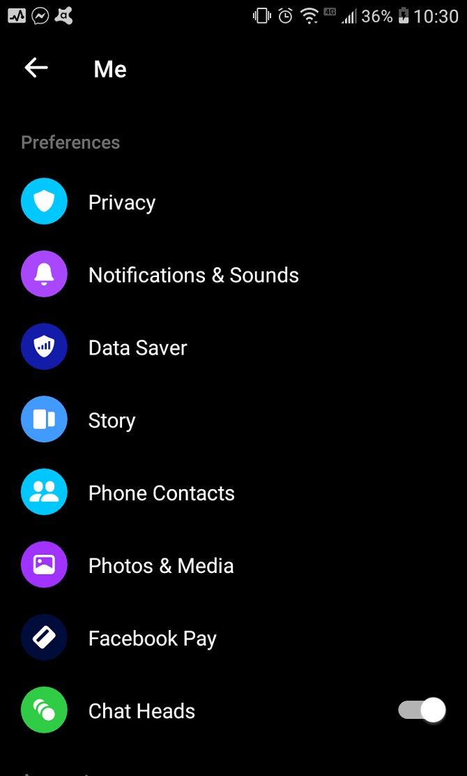 Настройки Messenger: раздел Notifications & Sounds