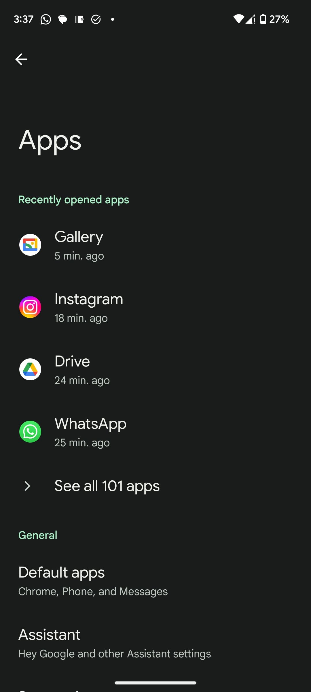 Список установленных приложений