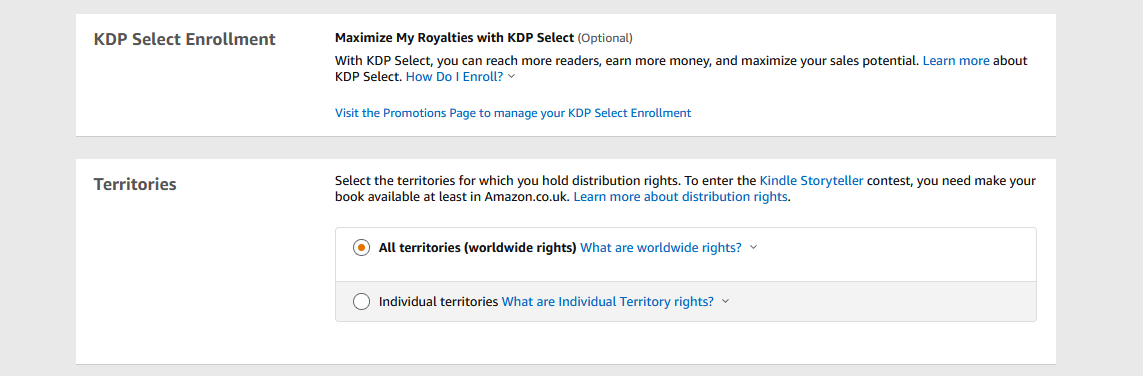 Регистрация в KDP Select и охваты территорий
