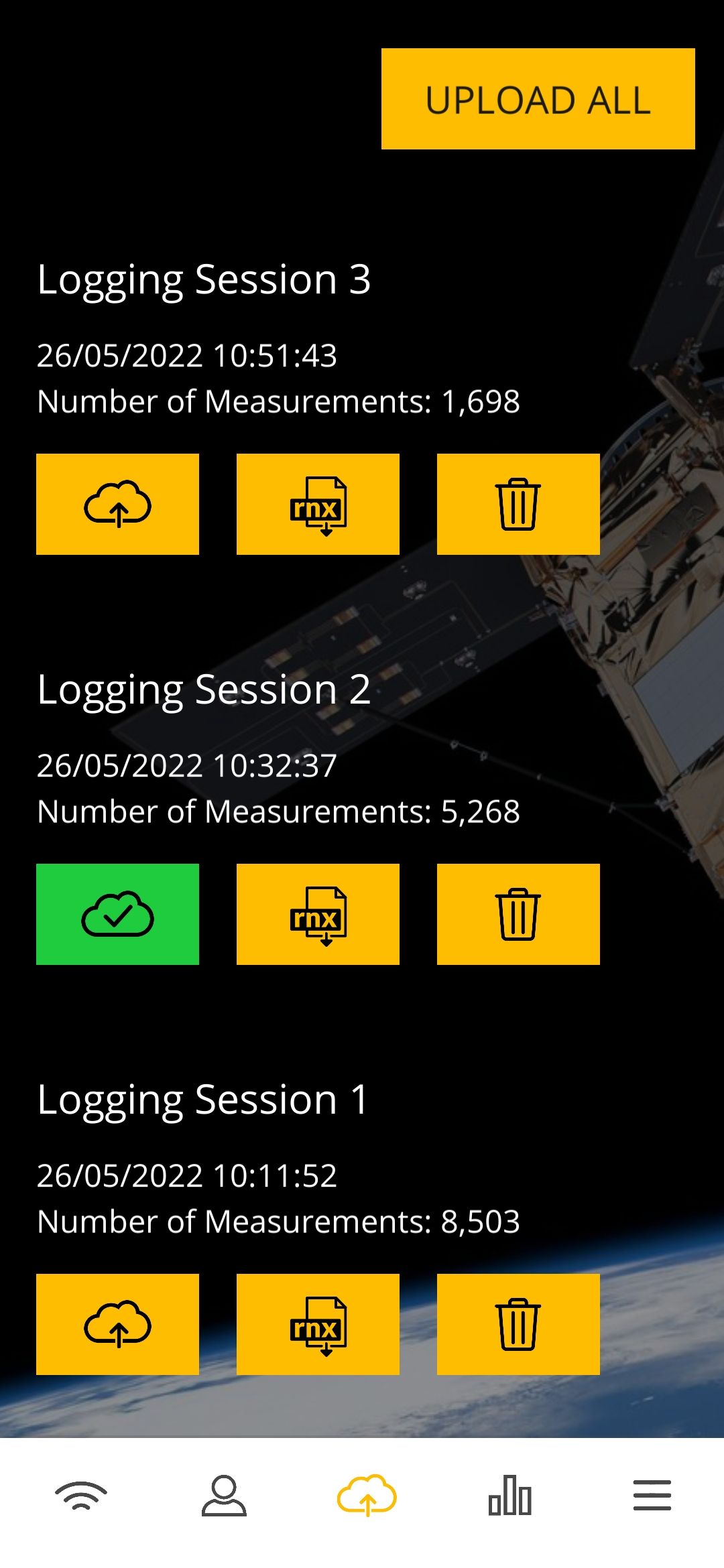 Вкладка загрузки в приложении Camaliot