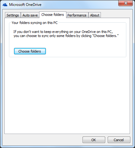 Снимок экрана: окно выбора папок для синхронизации в OneDrive с подтверждением