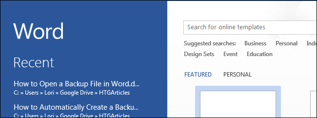 Ссылка «Открыть другие документы» в экране Word